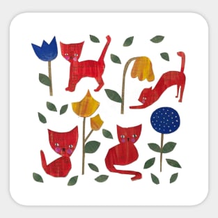 cat and flower pattern Sticker